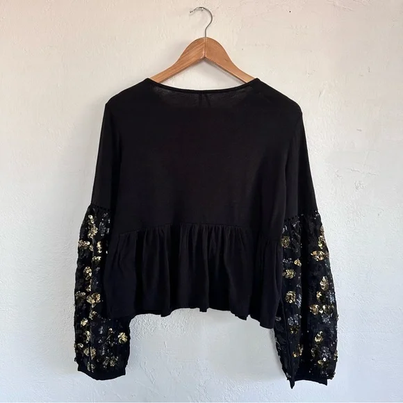 Anthropologie Sequined Top in Black - Picture 4 of 8